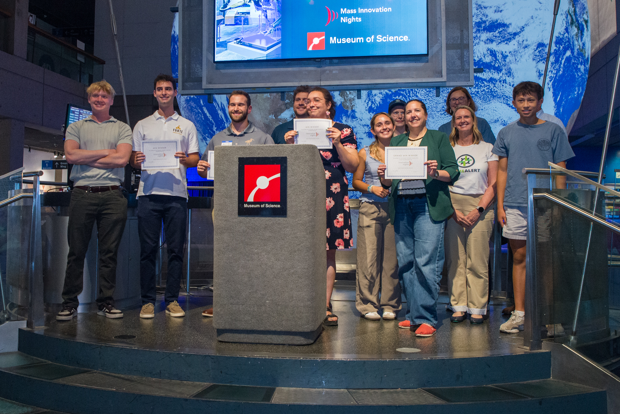 Mass Innovation Nights 141 audience choice award winners at the Museum of Science